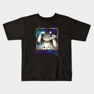 Mistic Cat: Human Is Just A Slave - Cute Kitty - A Funny Mistic Retro Vintage Style Kids T-Shirt